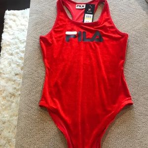 NWT women’s red Fila bodysuit